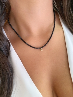 Choker Cristais Naturais Letra A - Banhado a Ouro