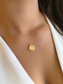 Colar Nylon Medalha Coração - Banhado a Ouro - comprar online