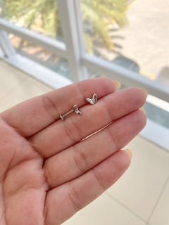 Piercing Reto Borboleta Lisa em Aço - comprar online