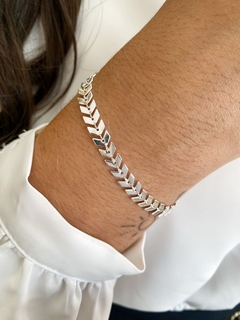 Pulseira Escama de Peixe - Banhada a Prata - Estilo Romano Semijoias 