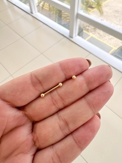 Piercing Reto de Bolinha G em Aço Banhado a Ouro he - comprar online