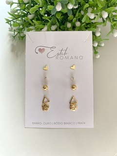 Kit 5 Brincos - Banhado a Ouro - comprar online