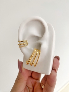 Brinco Ear Hook 3 Fios - Banhado a Ouro - loja online