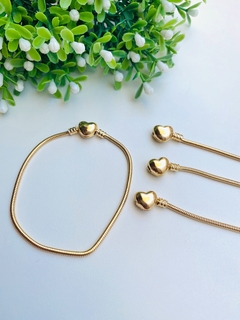 Pulseira Maleável Fecho Coração - Banhado a Ouro - comprar online