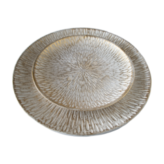 Bandeja De Madera Blanco Y Dorado Ranong 30cm - comprar online