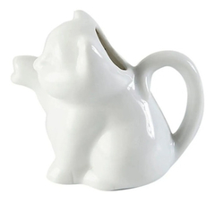 Lechera Gatito De Ceramica Blanca