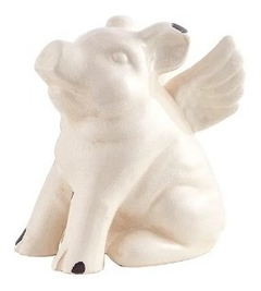 Chancho De Cerámica Con Alas Figura Decorativa 23 Cm