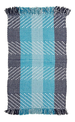 Alfombra Costado De Cama Ambiente Cuadros Azul 50 X 80 Cm