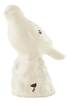 Figura De Cerámica Decorativa Pájaro Marfil 18 Cm