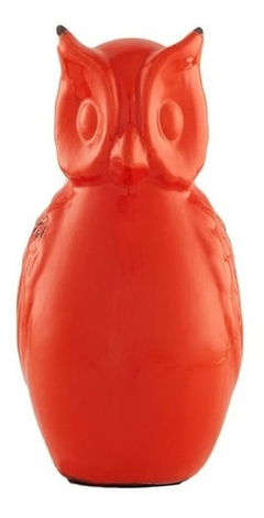 Búho Naranja De Cerámica Figura Decorativa 18 Cm