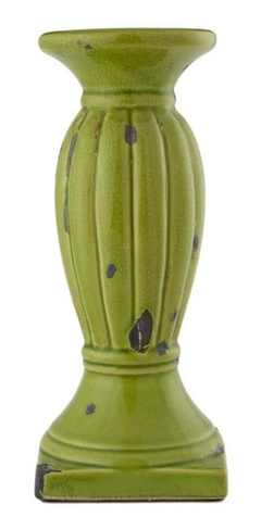 Porta Velas Candelabro De Cerámica Verde 32 Cm