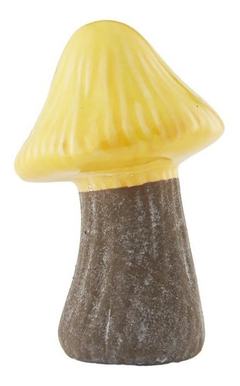Figura Decorativa De Cerámica Hongo Amarillo 23 Cm