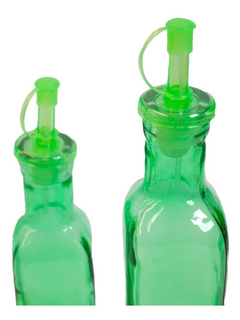 Set X2 Aceitera Vinagrera Vidrio Con Pico Verde - comprar online