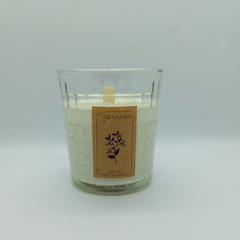Vela aromática de soja en vaso de vidrio aroma vainilla