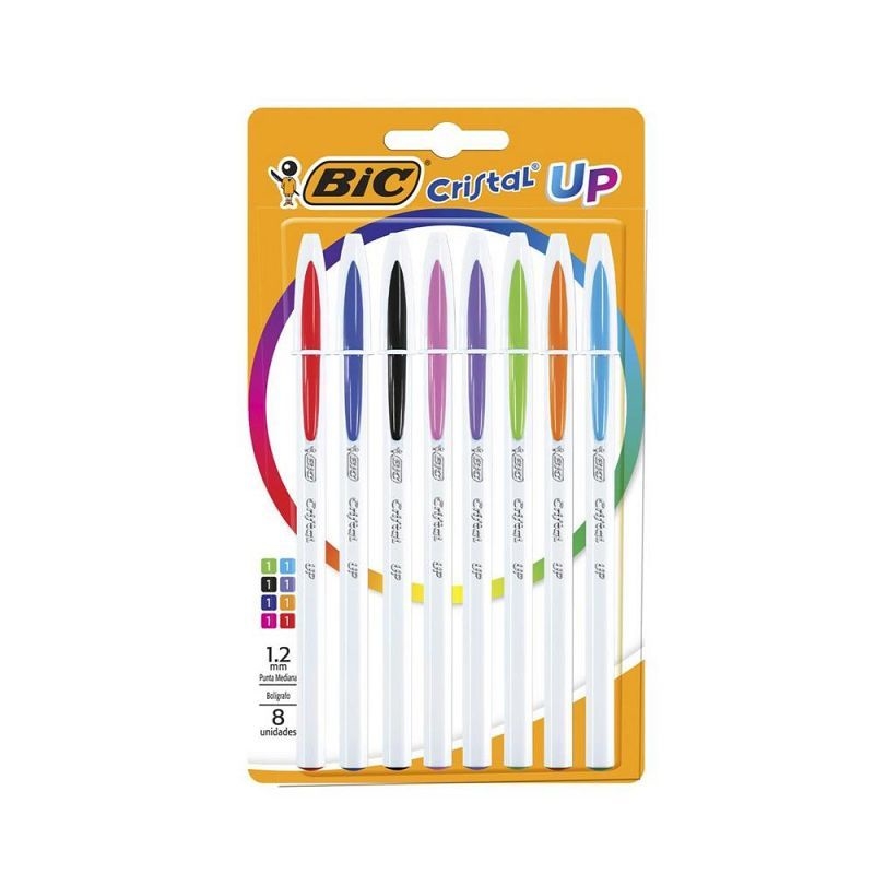  Bic Cristal Up - Bolígrafos de colores surtidos, 8 unidades :  Productos de Oficina