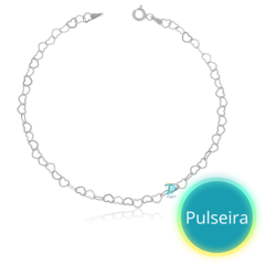 PULSEIRA FEMININA ELO CORAÇÕES - PRATA 925