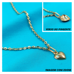 Imagem do COLAR FEMININO COM PINGENTE CORAÇÃO ABAULADO PEQUENO - OURO 18K - JROMERO ARTIGOS®