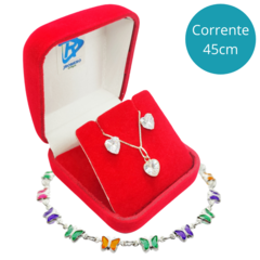 KIT FEMININO COM COLAR PONTO DE LUZ COM BRINCOS + PULSEIRA - 7MM - PRATA925