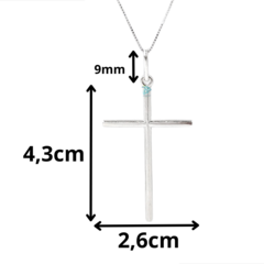 CORRENTE COM PINGENTE CRUCIFIXO GRANDE LISO - PRATA 925 - JROMERO ARTIGOS - comprar online