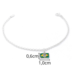 PULSEIRA FEMININA COM PINGENTE BANDEIRA DO BRASIL - PRATA 925 - comprar online