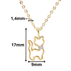 COLAR FEMININO COM PINGENTE GATINHO - OURO 18K - JROMERO ARTIGOS® - comprar online