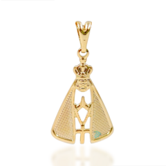 PINGENTE NOSSA SENHORA APARECIDA - BANHADO OURO 18K - JROMERO ARTIGOS®