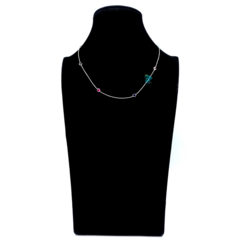 COLAR CHOKER FEMININO COM PEDRAS ZIRCÔNIAS COLORIDAS - PRATA 925 - JRomero Artigos®