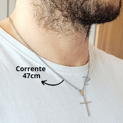 CORRENTE COM PINGENTE CRUZ PALITO - AÇO INOXIDÁVEL na internet