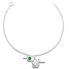 PULSEIRA OU TORNOZELEIRA PATUÁ TREVO COM ZIRCÔNIA - PRATA 925 - JROMERO ARTIGOS® - comprar online