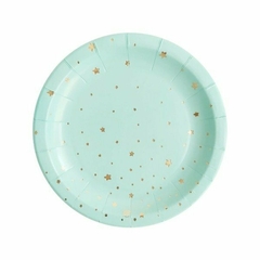 plato estrellas aqua doradas