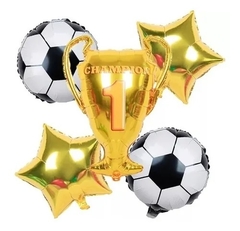 Set Globo Trofeo Campeón De Fútbol X 5