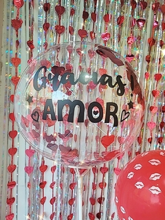 Globo Burbuja Gracias Amor con confeti