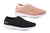 Kit 2 Pares De Tênis Meia Sem Cadarço Leve Macio Slip On Runway Feminino - Preto E Nude