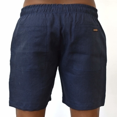 Shorts Resort Wear em Linho Azul Marinho - loja online