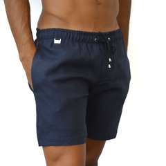 Shorts Resort Wear em Linho Azul Marinho - comprar online
