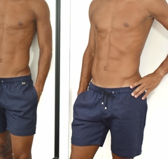 Shorts Resort Wear em Linho Azul Marinho