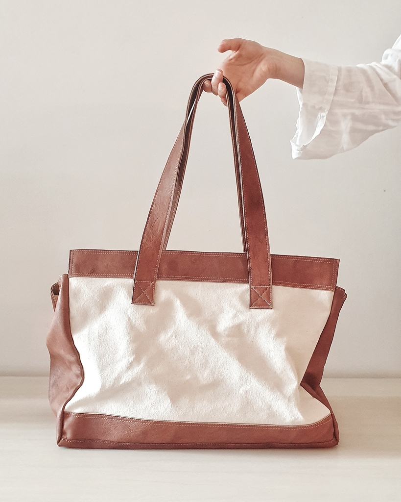 Bolso Lona y Cuero - Comprar en Stefanos Cueros & Deco