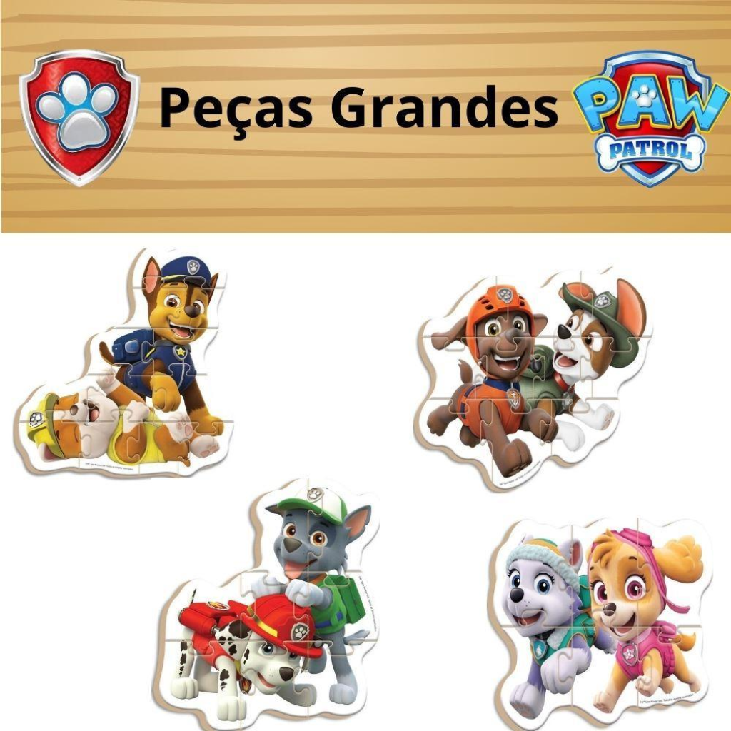 Quebra-Cabeça de Madeira Paw Patrol (Patrulha Canina) 30 pcs - Nig