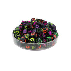 Plastico letras cuenta cuadrada negra fluor 6x6mm - tienda online