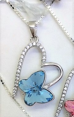 AR0240 - Dije y Cadena Plata 925 Rodinado Cubic y Cristal Rivoli-Butterfly- - comprar online