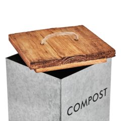 Tacho de Zinc 6L con tapa de madera - Rama Somos Composteras