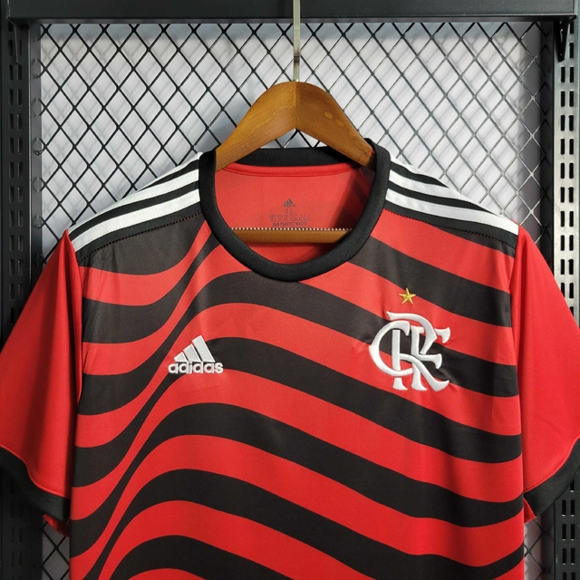 Camisa Flamengo I 23/24 s/n Torcedor Adidas Masculina - Vermelho+Preto