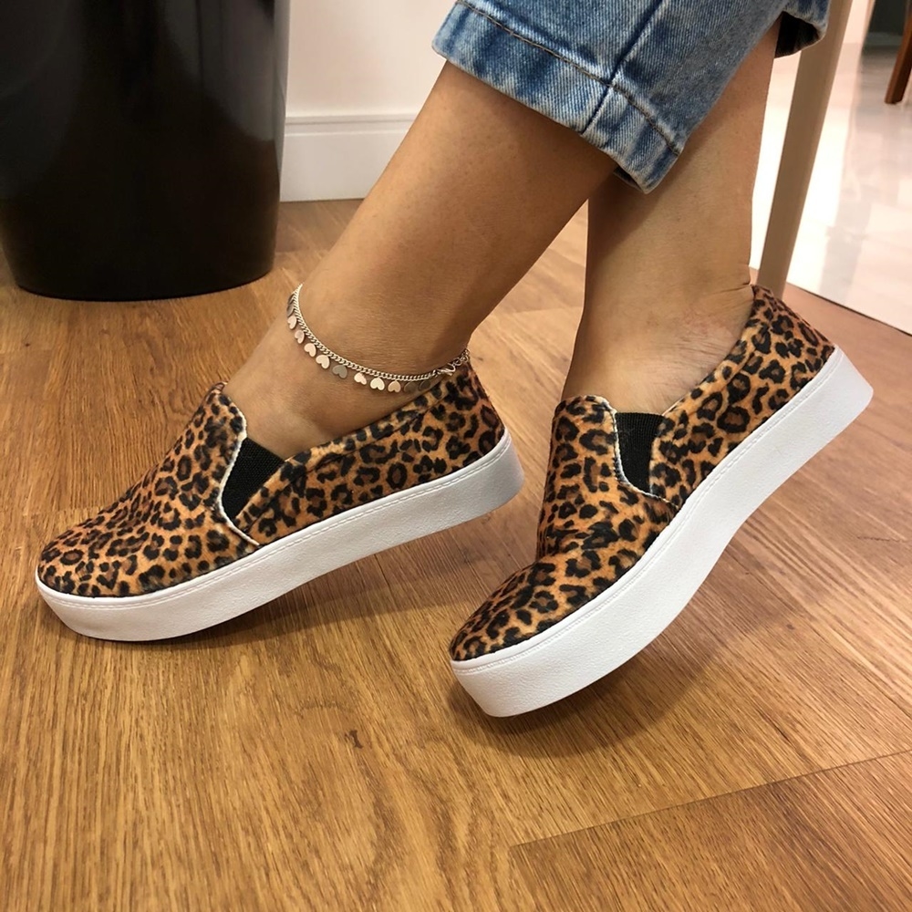 Sapatilha Slip On Animal Print Onça - OKay Calçados