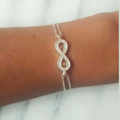 PULSERA  DOBLE  INFINITO CON STRASS (plata 925)