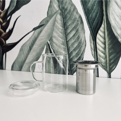Taza de vidrio con infusor y tapa posa infusor - Almacén de té