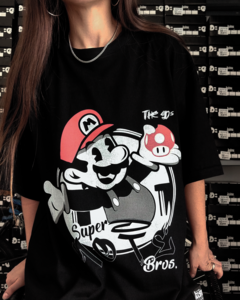 Remera de Algodon Negro Super Mario - comprar online