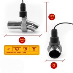 Difusor Escape Elétrico Válvula Borboleta pra Moto Cutout Aço Inox DS