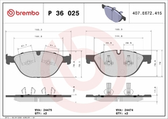 P36025 Pastilha de Freio Brembo Para JAGUAR: XF (X250) 5.0, XJ (X351) 5.0, XK (X150) 5.0 - comprar online