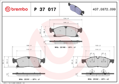 P37017 Pastilha de Freio Brembo Para JEEP: GRAND CHEROKEE 3.0 / 3.6 04-10 - comprar online