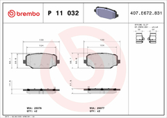 P11032 Pastilha de Freio Brembo Para DODGE: Journey 2.4 170cv 09>, 3.6 280cv 12-15 - comprar online